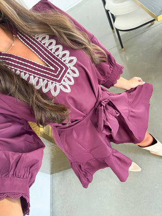 Pretty Plum Embroidered Dress ~FINAL SALE~
