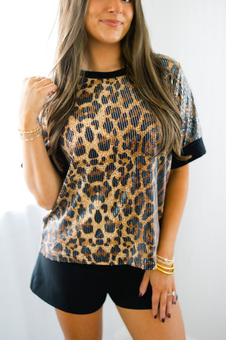Stand Out Leopard Sequin Top