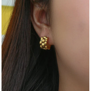 Small Gold Watch Band Hoop Earrings