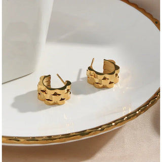 Small Gold Watch Band Hoop Earrings