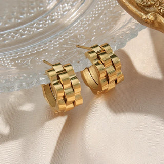 Small Gold Watch Band Hoop Earrings