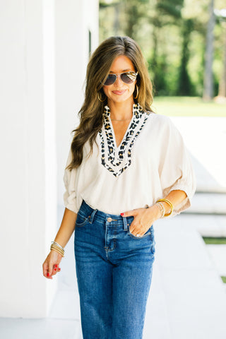 Daring Diva Taupe Leopard Top ~FINAL SALE~