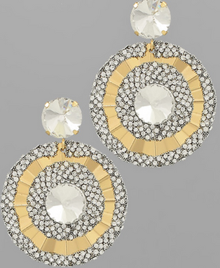 Clear and Gold Studded Jewel Circle Earrings