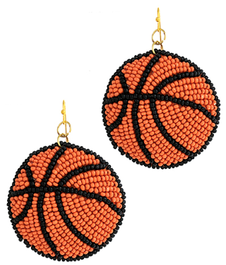 Basketball Beaded Earrings