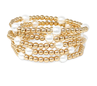 Along the Way Pearl & Gold Bracelet Set
