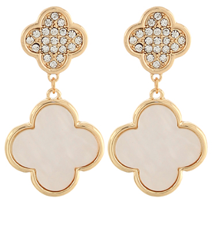 Double Clover Ivory Earrings