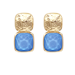 Bold Stone Periwinkle Earrings