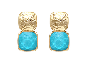 Bold Stone Aqua Earrings