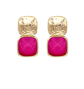 Bold Stone Fuchsia Earrings