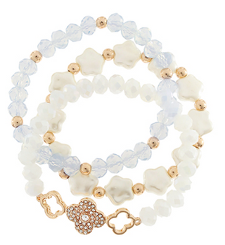 Clover & Pearl Bracelet Set