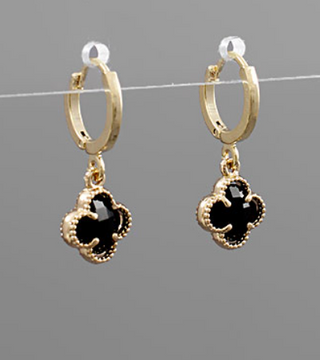 Black Clover Huggie Hoop Earrings