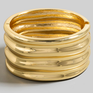 Wavy Textured Wide Hinge Bangle Bracelet