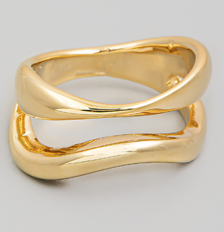 Warped Gold Double Line Ring