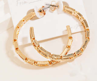 Gold Rectangle Chain Link Earrings