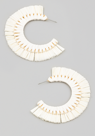 Ivory Raffia Fan Earrings