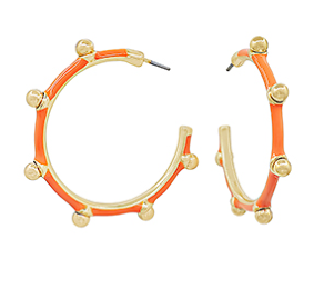 Orange Dotted Hoop Earrings