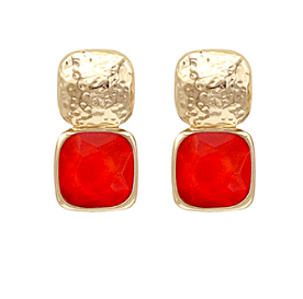 Bold Stone Red Earrings