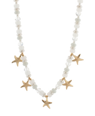 White Beaded StarFish Necklace
