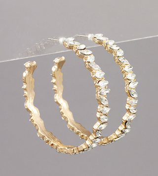 Clear/Gold Rhinestone Hoops