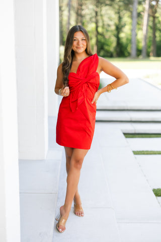 Made For You Red Bow Mini Dress