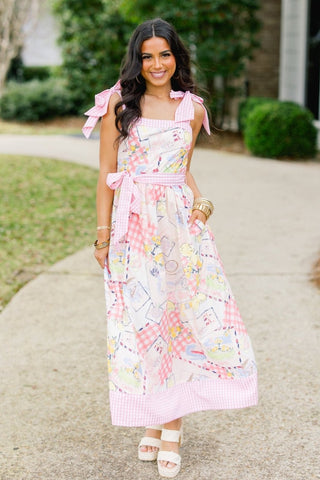 Meet Me In Greece Pink Printed Dress - Instyle Boutique