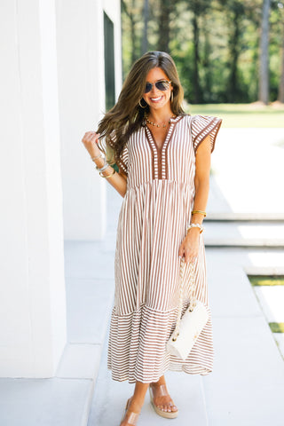 Sweet Escape Brown Stripe Dress