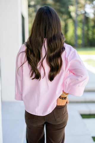 The Clean Girl Button Down Top-Baby Pink - Instyle Boutique