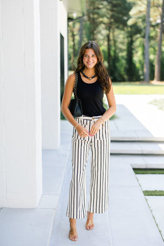 City Lines Black Stripe Pants - Instyle Boutique