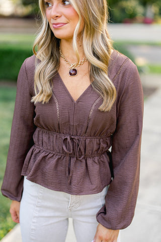 Chocolate Charm Peplum Top - Instyle Boutique