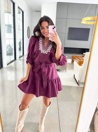 Pretty Plum Embroidered Dress