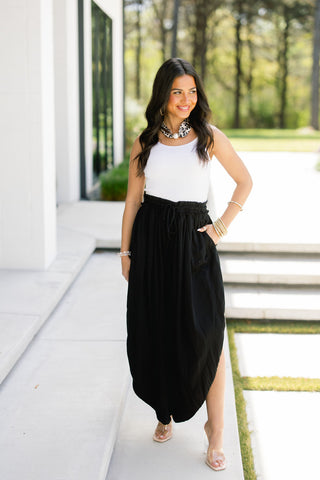 Beachfront Flowy Pants-Black