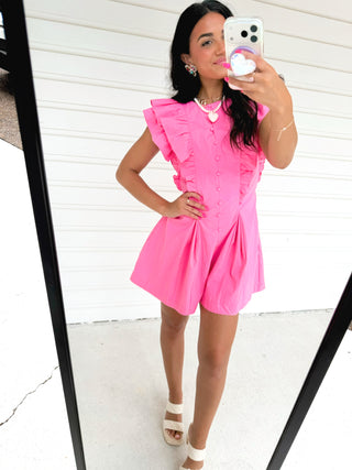 Here For The Drama Pink Romper - Instyle Boutique