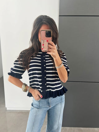 Colette Navy Stripe Knit Top - Instyle Boutique