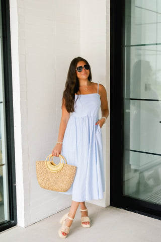 Sunny Stroll Blue Striped Dress - Instyle Boutique