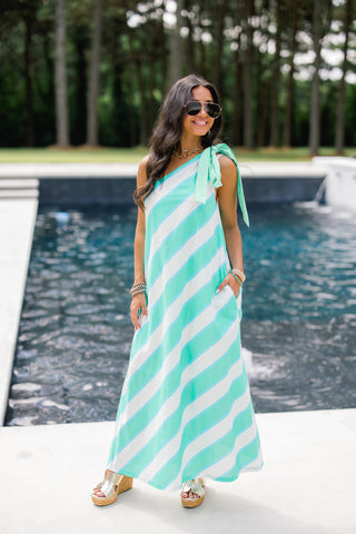 Miss Me Mint Striped Midi Dress