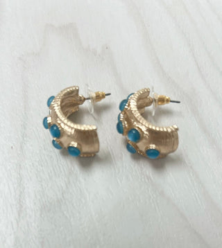 Blue Dotted Hoop Earrings - Instyle Boutique