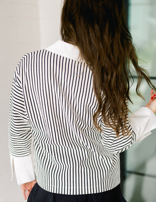 Stay Longer Stripe Collared Top - Instyle Boutique