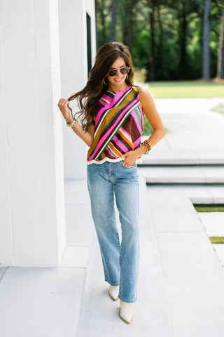 Brightside Diagonal Stripe Tank - Instyle Boutique