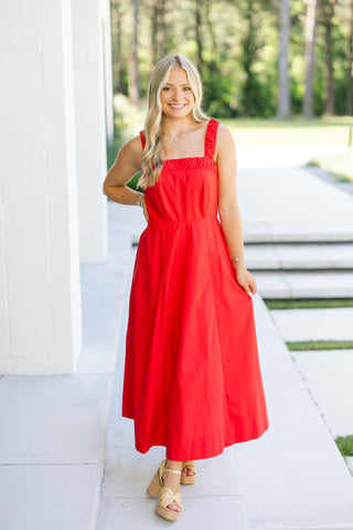 Call Me Later Red Midi Dress