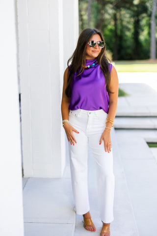 Look My Way Purple Satin Tank - Instyle Boutique