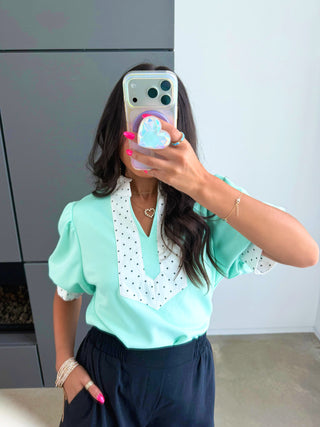 The Dot & Dash Top – Mint - Instyle Boutique