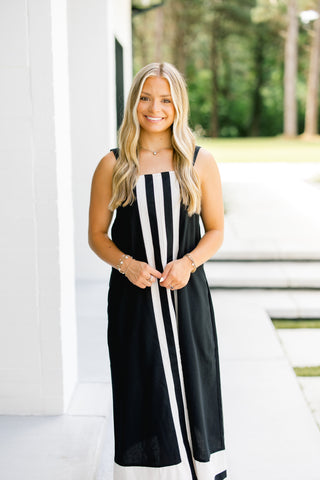 Sunday Stroll Black Midi Dress