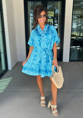 Cloud Nine Blue Floral Dress - Instyle Boutique