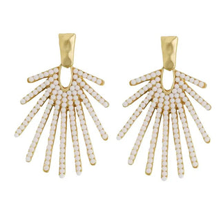 White Sunburst Statement Drop Earrings - Instyle Boutique