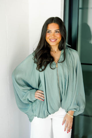 See You Soon Sage Bomber Jacket - Instyle Boutique