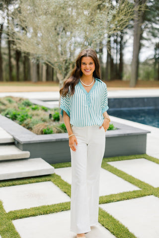 Mya Mint Striped Top - Instyle Boutique