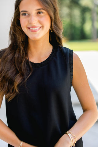 Black Ruffle Charm Tank