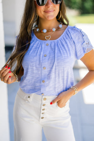 Lovely Periwinkle Textured Lace Top - Instyle Boutique