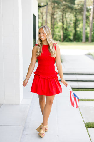 Rivers Smocked Red Mini Dress