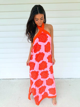 In Your Dreams Pink Halter Maxi - Instyle Boutique